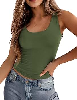 Zeagoo Women's Double Lined Square Neck Tank Top Sleeveless